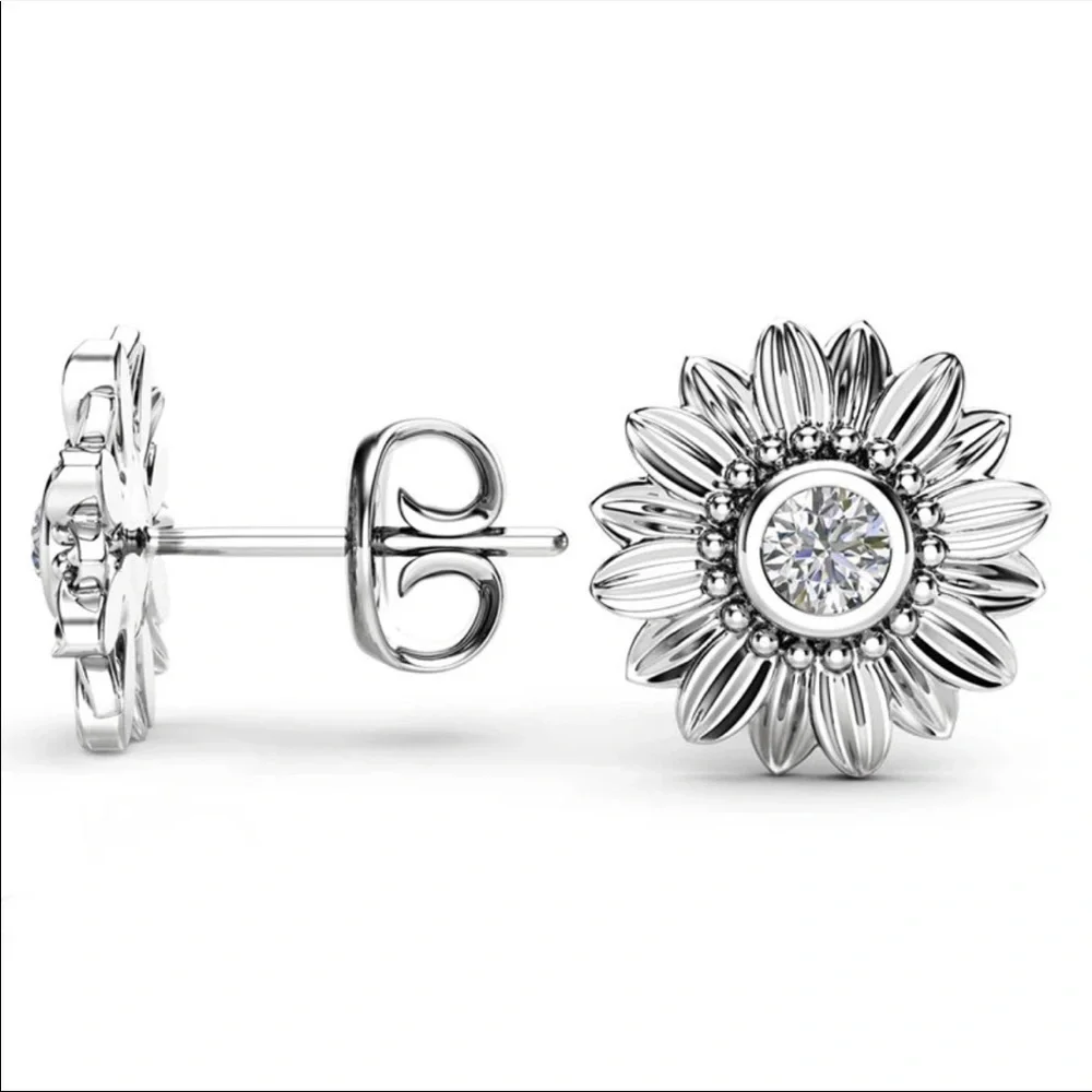 Gold Filled Cubic Zirconia Sunflower Earrings